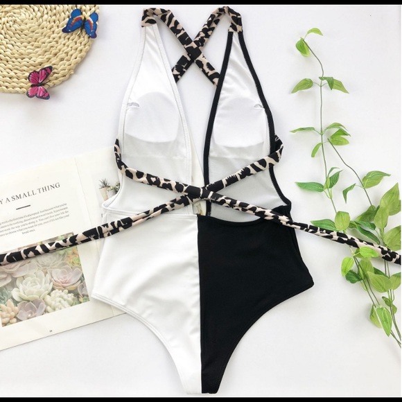 NWOT Leopard belt one piece bikini high waist - Picture 3 of 6